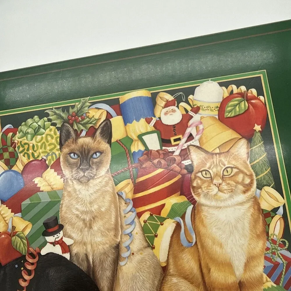 Vintage Pimpernel Cork Backed Placemat Cats Christmas Decorative Holiday Festive
